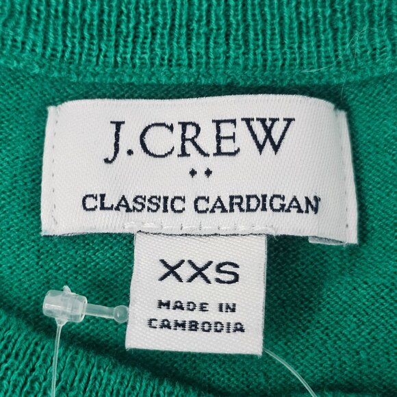 J. Crew Women Classic Cardigan Green XXS Button Up Sweater Cotton E5957 Solid - Picture 5 of 11